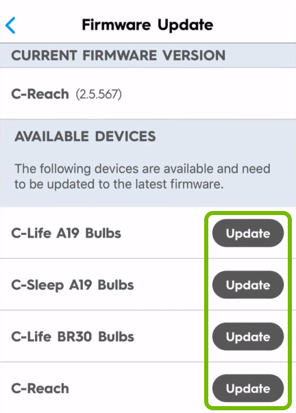 Update buttons highlighted in C by GE settings.