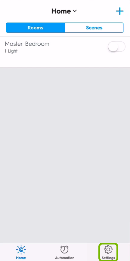 Settings tab highlighted in C by GE app.