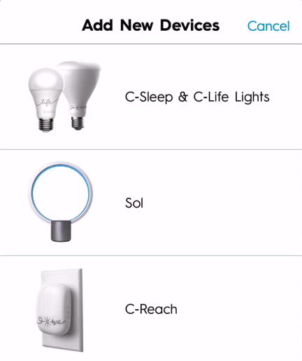 Device selection list in C by GE app.