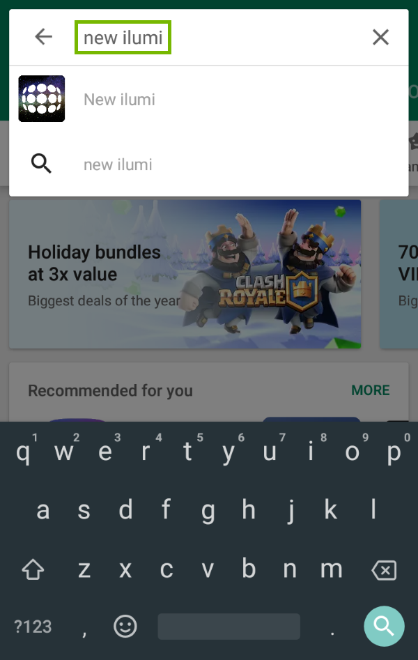 Keywords highlighted in Google Play search.
