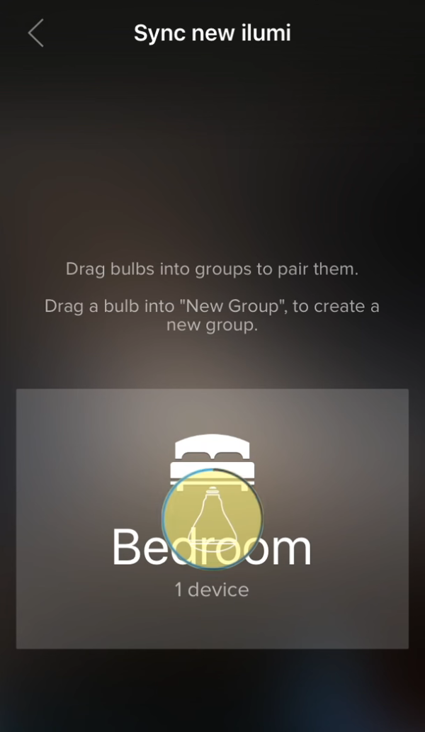 Light bulb being configured in ilumi app.
