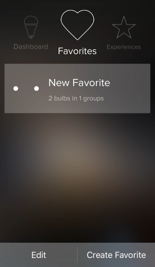 Favorites tab in ilumi app.
