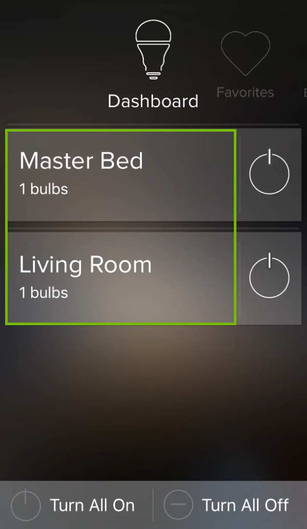 Group names highlighted in ilumi app.