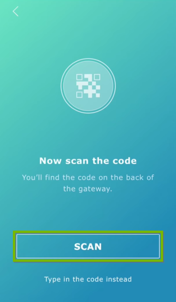 Scan button highlighted in Ikea Tradfri setup.