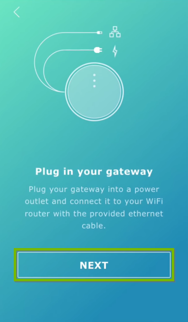 Next button highlighted in Ikea Tradfri setup.