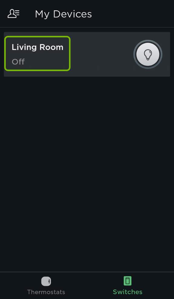 Switch name highlighted in ecobee app.