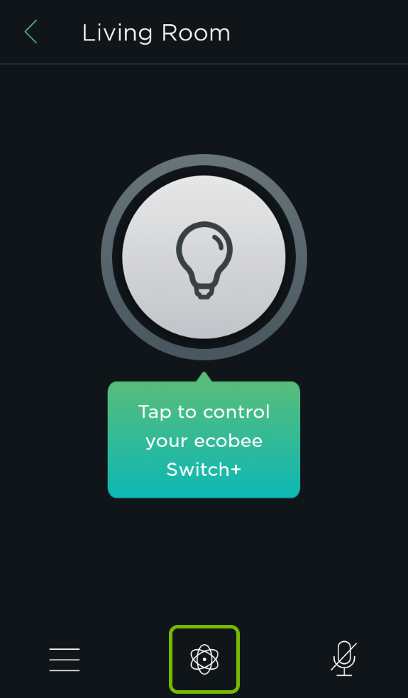 Smart Features symbol highlighted in ecobee app.