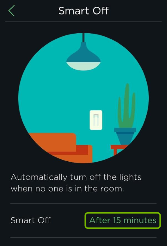 Countdown time highlighted for Smart Off feature in ecobee app.
