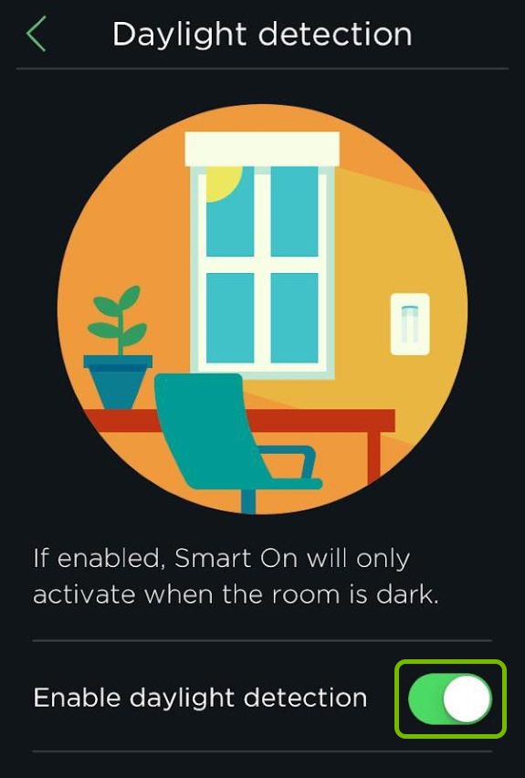 Toggle switch highlighted for Daylight detection option in ecobee app.