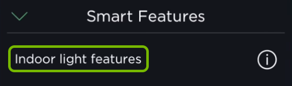 Indoor light features highlighted in Smart Features options of ecobee app.