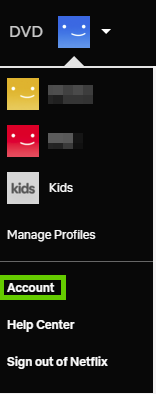 Netflix account tab