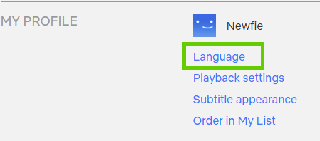 My profile language tab