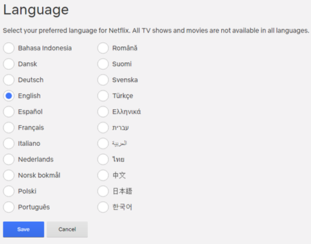 Netflix language list