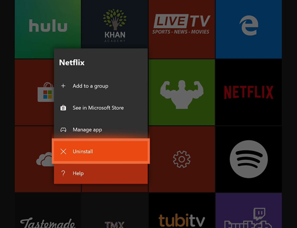 Xbox one uninstall option