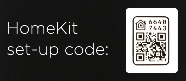 HomeKit code on back of installation manual.