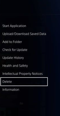 PS4 delete option