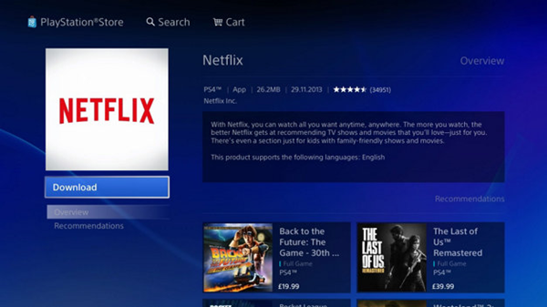 Netflix in the playstation store