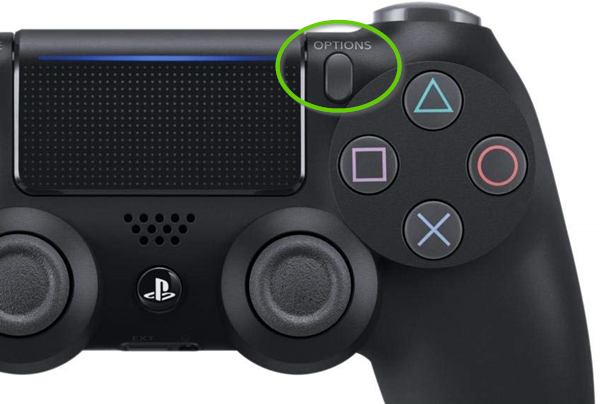 PS4 controller options button