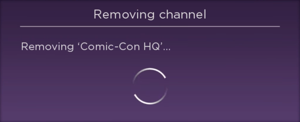 Roku TV channel removal progress.