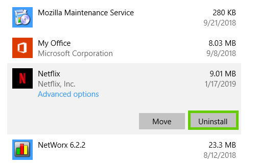 Windows 10 netflix uninstall