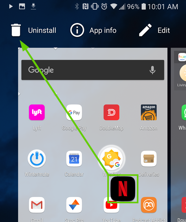 netflix icon being dragged