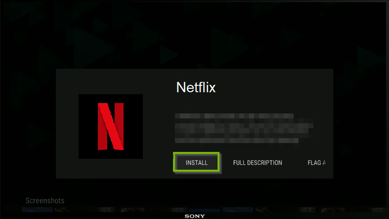 Sony Smart TV installing Netflix