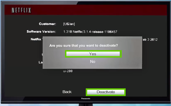 The deactivate button for netflix