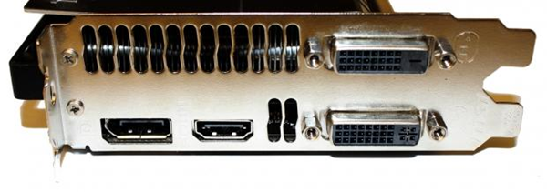 Back of a video card showing the connectors