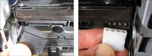 SATA cable and power cable for a drive