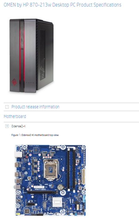 Motherboard info for a system