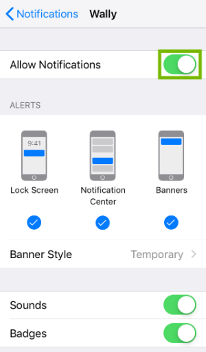 Notifications toggle