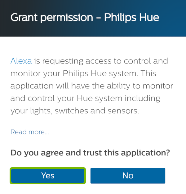Grant Permission with Yes highlighted.
