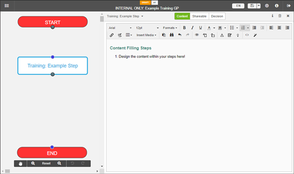 Example of content filling steps.