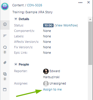 Assigning a JIRA story.