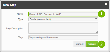 New step prompt when cloning a step.