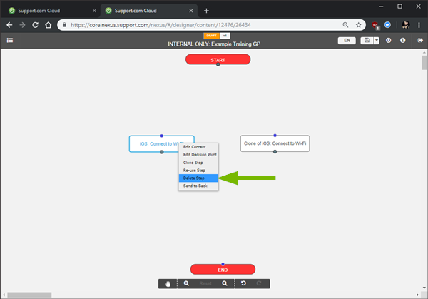 Deleting a step from a guided path.