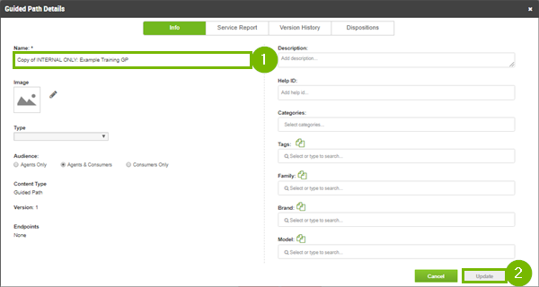 Guided path details window.