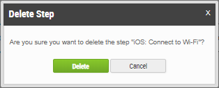 Delete step confirmation prompt.