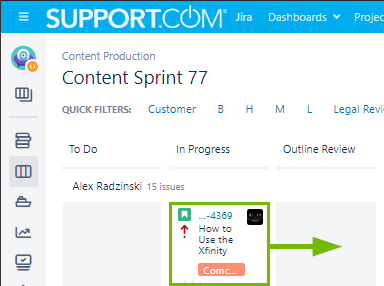 Changing status in JIRA to outline review.