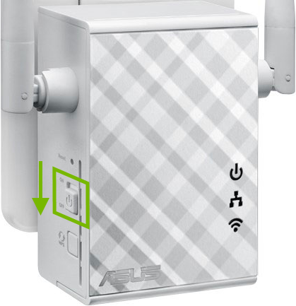 Power button highlighted on side of range extender.