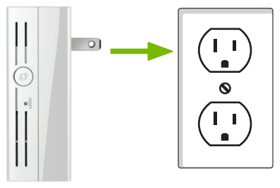 Range extender being plugged into power outlet.