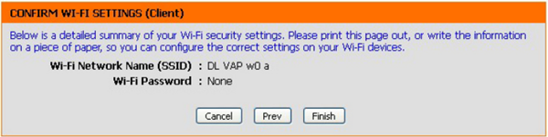 D-link Media Bridge settings summary