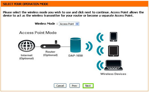 Next button selected