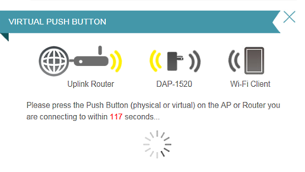 WPS connection sequence initiated on the range extender.