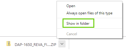 Show in folder for download