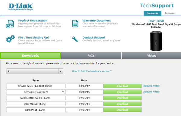 Selecting the download button