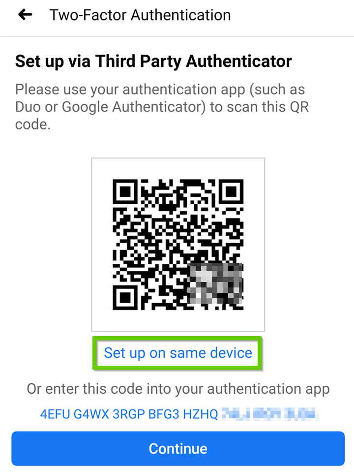 Set up on Same device