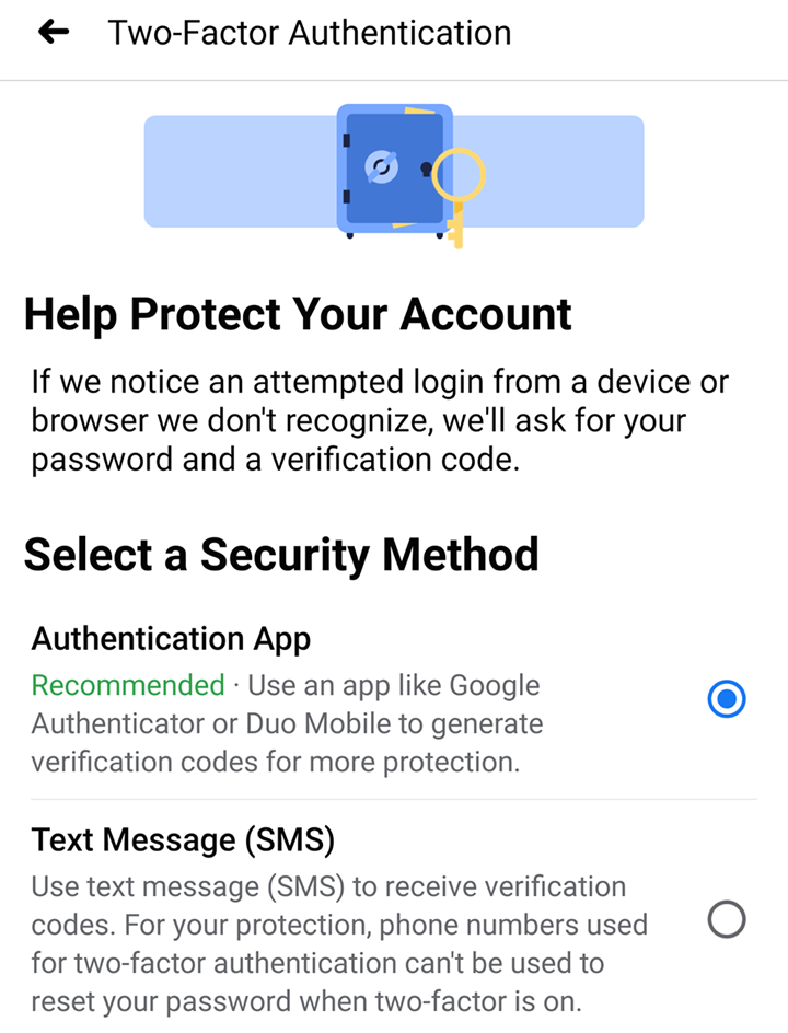Select a Security Method