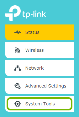 System Tools option highlighted in range extender's web interface.