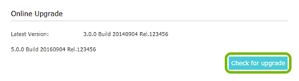 Check for upgrade button highlighted in range extender web interface.